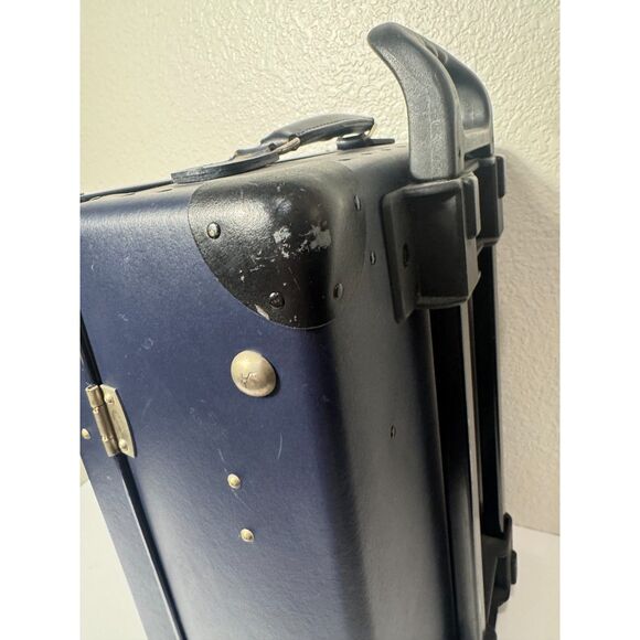 Globe-Trotter Vintage Suitcase Carry-on Navy Blue 2-Wheel Hard Case Luggage - Picture 9 of 11
